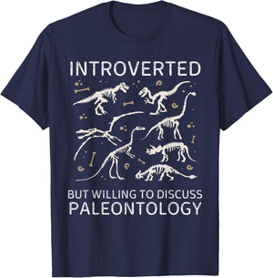 Vintage Introverted But Willing To Discuss Paleontology T-Shirt - T-Shirt | Navy