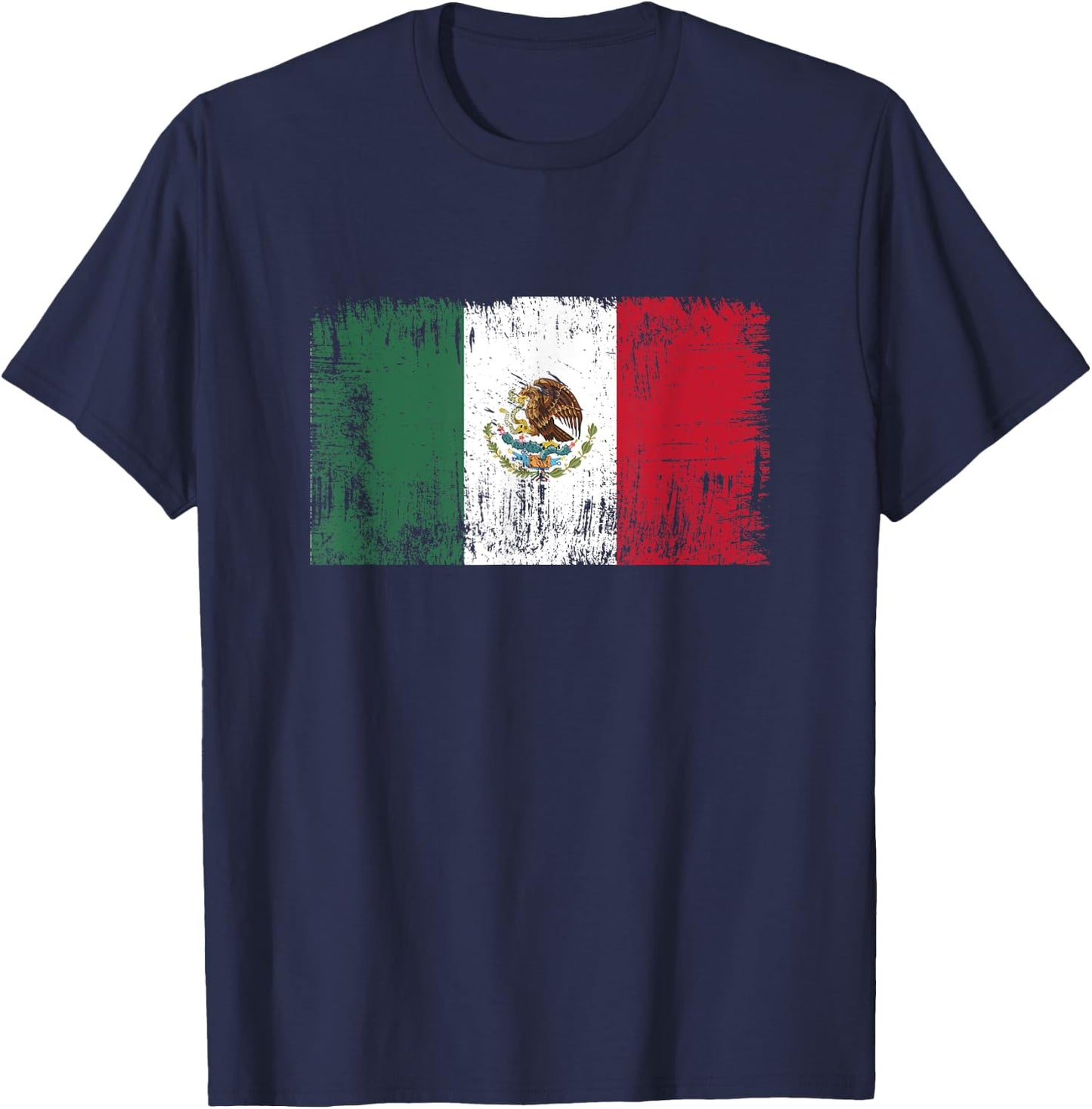 Vintage Mexican Banner Fan Mexico Flag Retro T-Shirt - T-Shirt | Navy