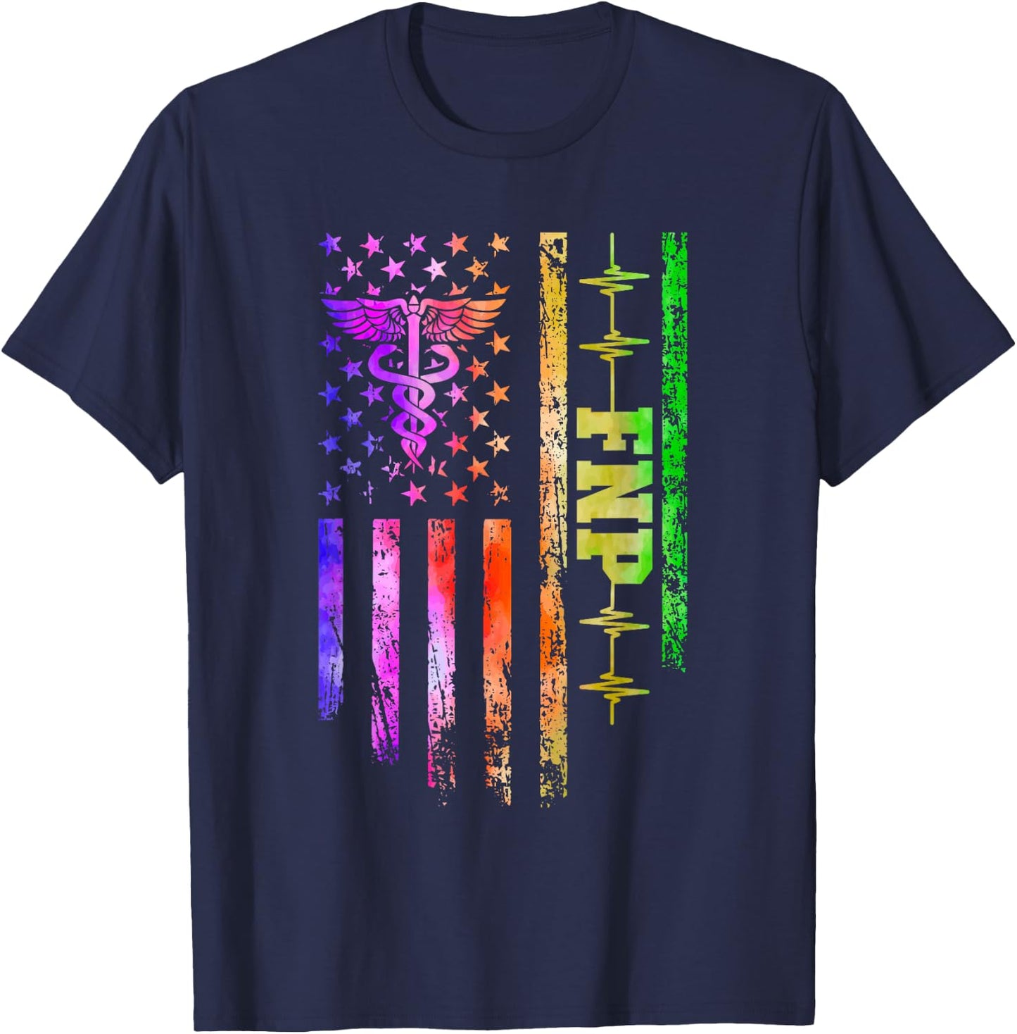FNP American Flag Family Nurse Practitioner T-Shirt - T-Shirt | Navy