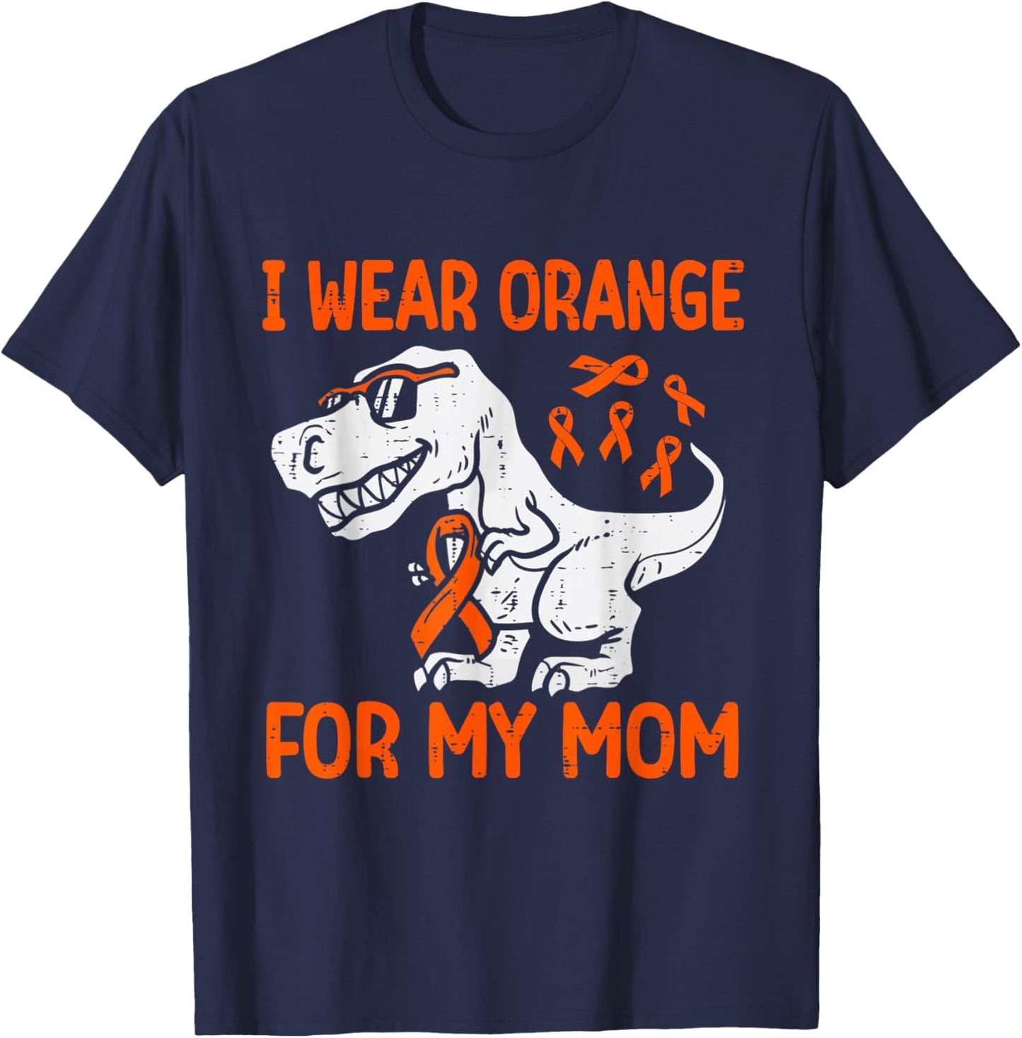 I Wear Orange For My Mom Dinosaur Multiple Sclerosis Kids T-Shirt - T-Shirt | Navy