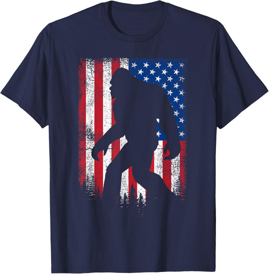 Bigfoot 4th Of July American USA Flag Patriotic Veterans Day T-Shirt - T-Shirt | Navy