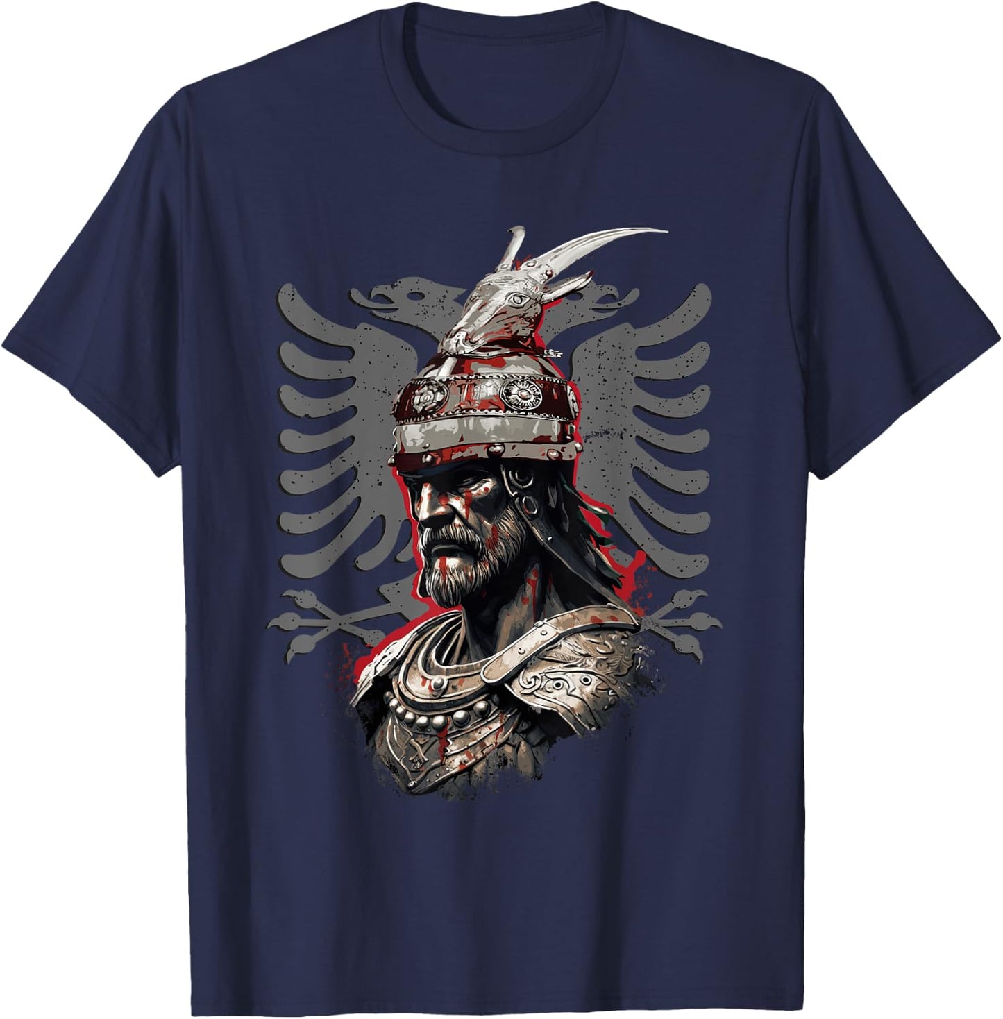 Skanderbeg Albanian National Hero Eagle Kosovo Albanian T-Shirt - T-Shirt | Navy