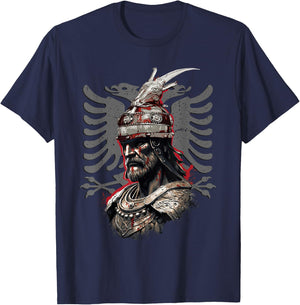 Skanderbeg Albanian National Hero Eagle Kosovo Albanian T-Shirt - T-Shirt | Navy