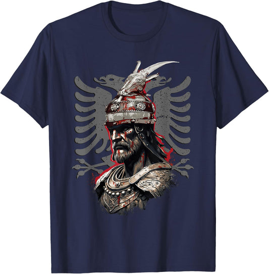 Skanderbeg Albanian National Hero Eagle Kosovo Albanian T-Shirt - T-Shirt | Navy