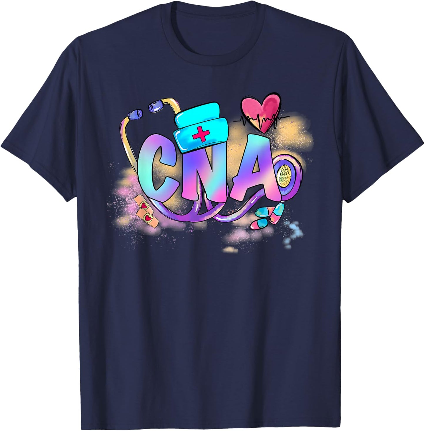 Tie Dye CNA Cute Nurse Day CNA RN Nurse Week Gifts Nursing T-Shirt - T-Shirt | Navy