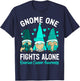Gnome One Fights Alone Purple Teal Ovarian Awareness T-Shirt - T-Shirt | Navy