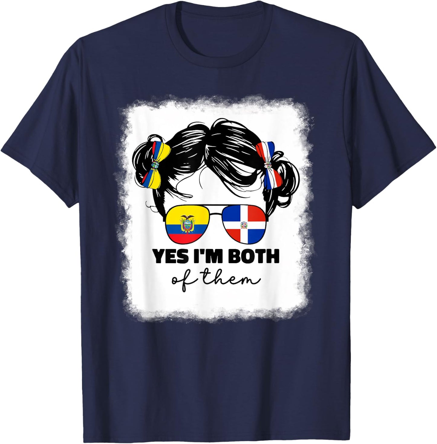Half Dominican And Ecuadorian Ecuador Flag Kids Girl Girls T-Shirt - T-Shirt | Navy