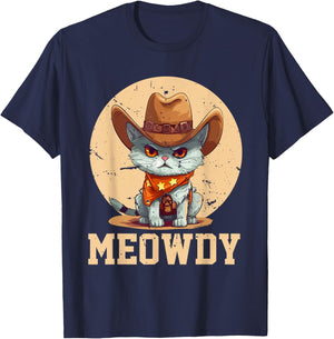Meowdy! Funny Country Music Cat Cowboy Hat Men Women T-Shirt - T-Shirt | Navy