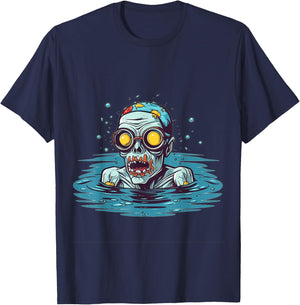 Zombie Swimmer Halloween Costume Swimming Men Women Kids T-Shirt - T-Shirt | Navy