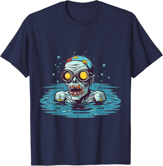 Zombie Swimmer Halloween Costume Swimming Men Women Kids T-Shirt - T-Shirt | Navy