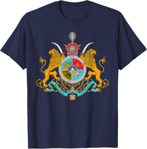 Iran Gilaki Co Imperial Coat of Arms of Iran Pahlavi Dynasty T-Shirt - T-Shirt | Navy