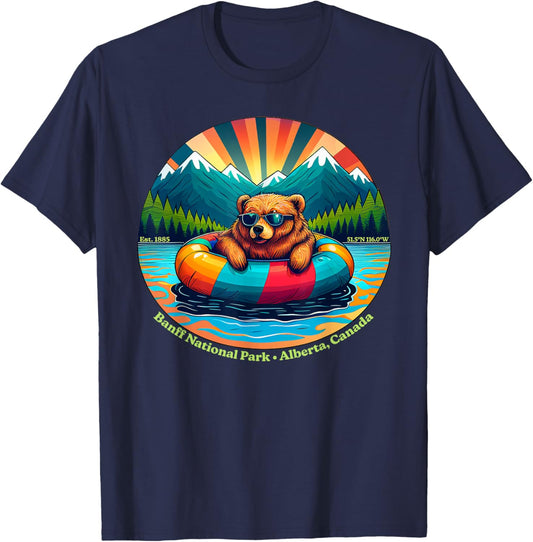 Banff National Park Bear Animals With Sunglasses Kids Adults T-Shirt - T-Shirt | Navy