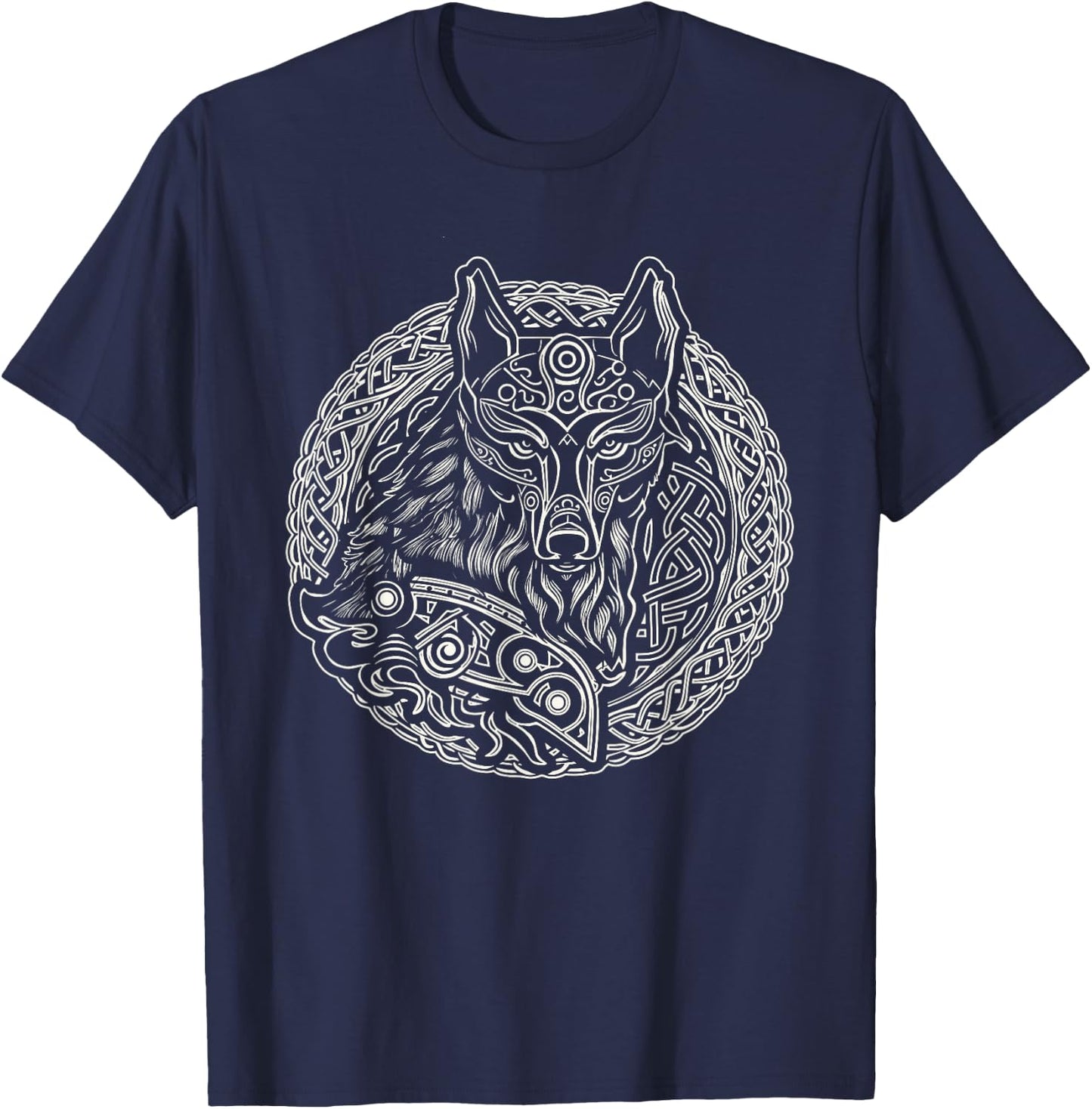 Viking Celtic Fenrir Wolf , Men T-Shirt - T-Shirt | Navy