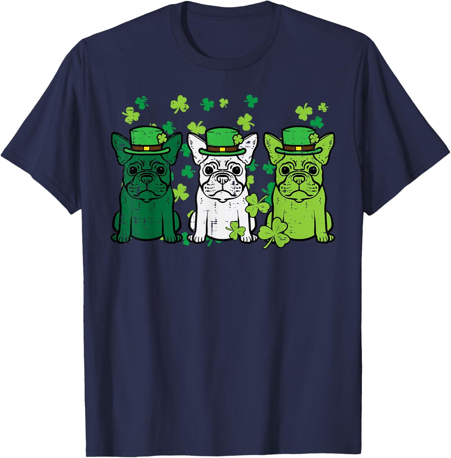 St Patricks Day French Bulldogs Dog Frenchie Men Women Kids T-Shirt - T-Shirt | Navy