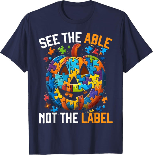 Autism Halloween Puzzle Trick Or Treat Autism Awareness T-Shirt - T-Shirt | Navy