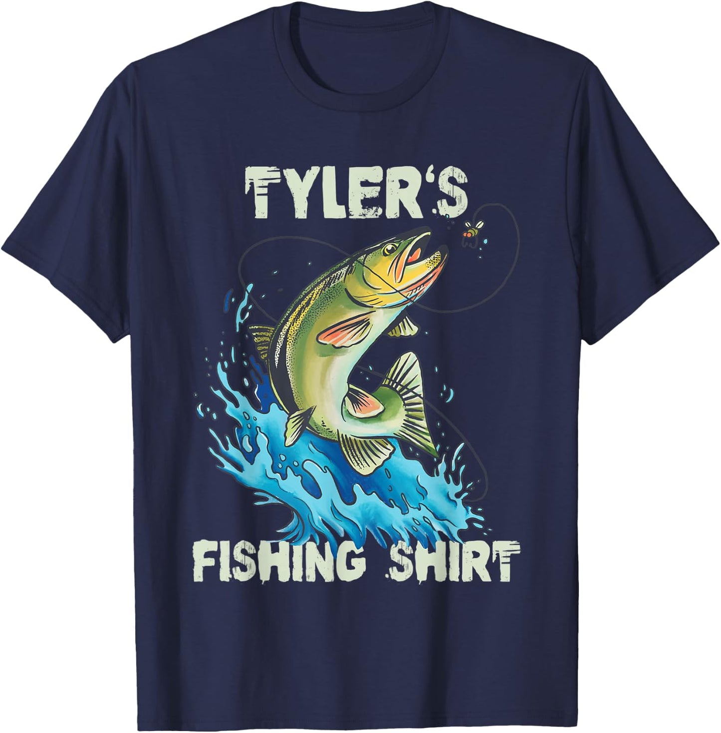 Tyler's Fishing Shirt - Personalized Fishing T-Shirt - T-Shirt | Navy