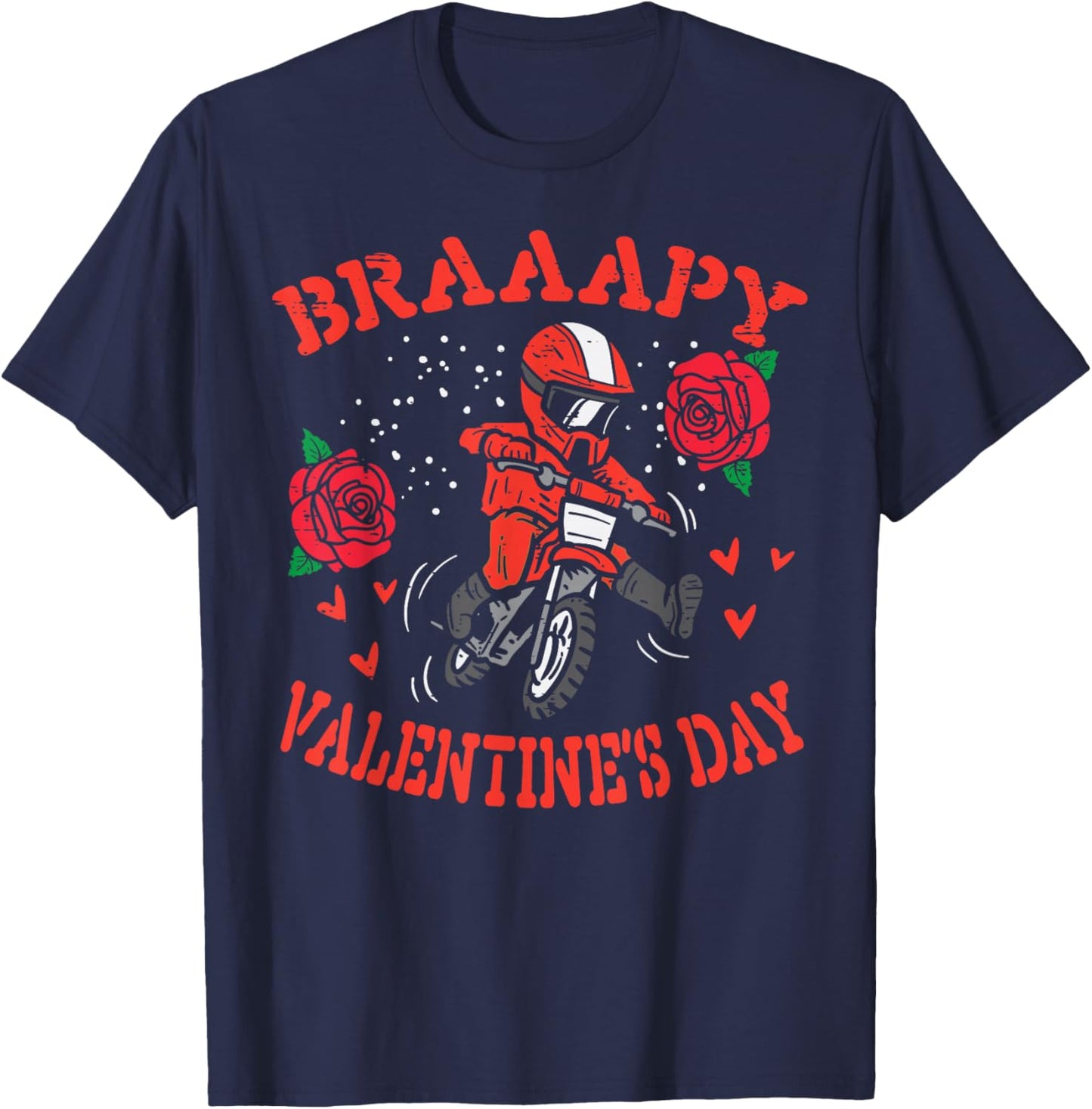 Braaapy Valentines Day Motocross Dirt Bike Men Boys Kids T-Shirt - T-Shirt | Navy