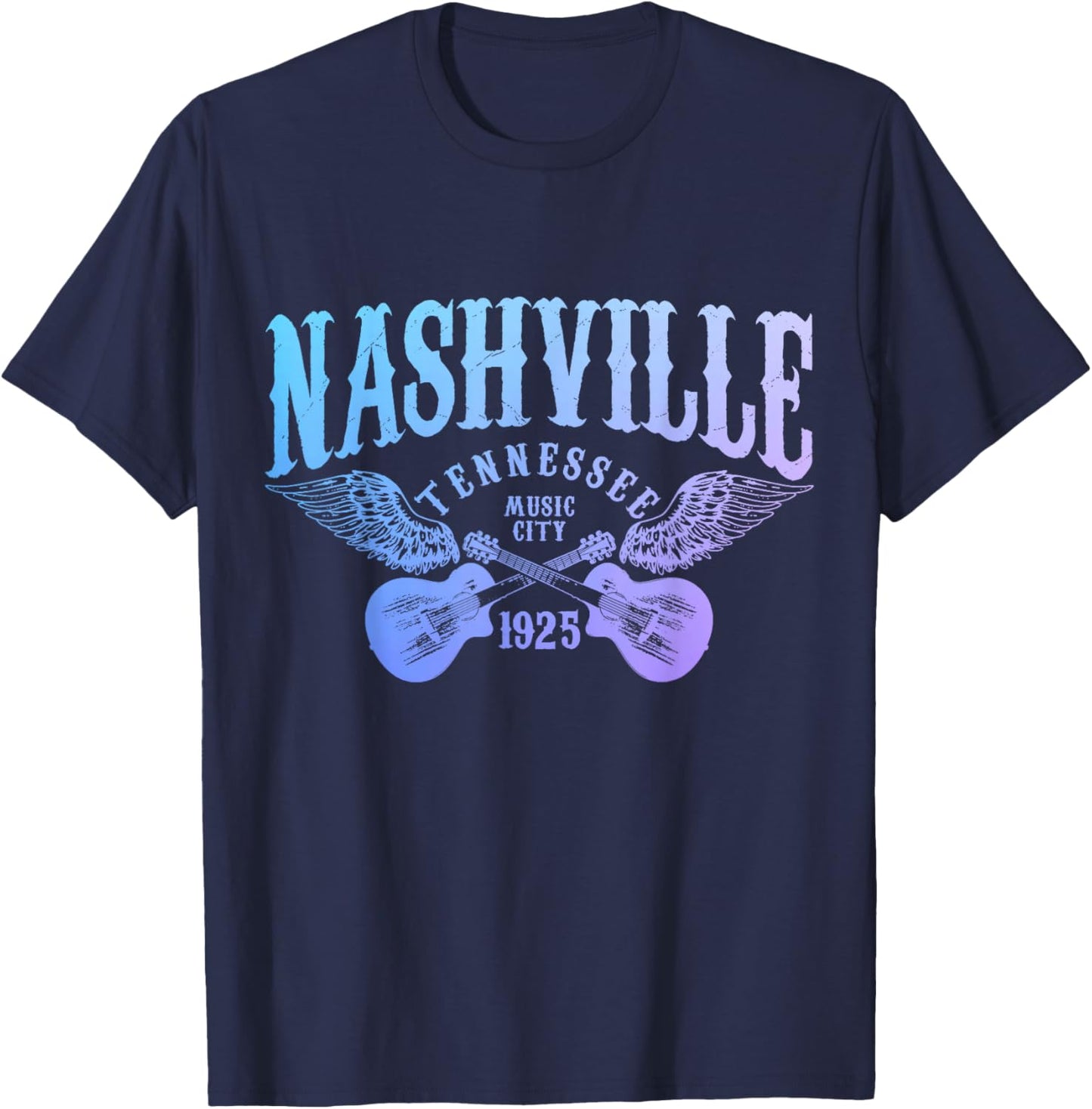 Nashville Tennessee Guitar Player Vintage Country Music City T-Shirt - T-Shirt | Navy