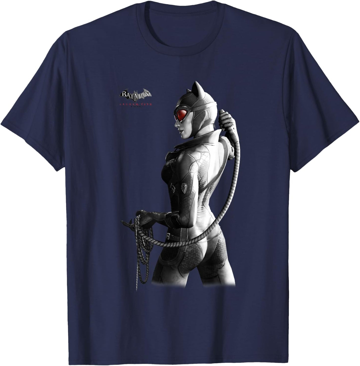 Batman: Arkham City Catwoman Distressed Villain Poster T-Shirt - T-Shirt | Navy