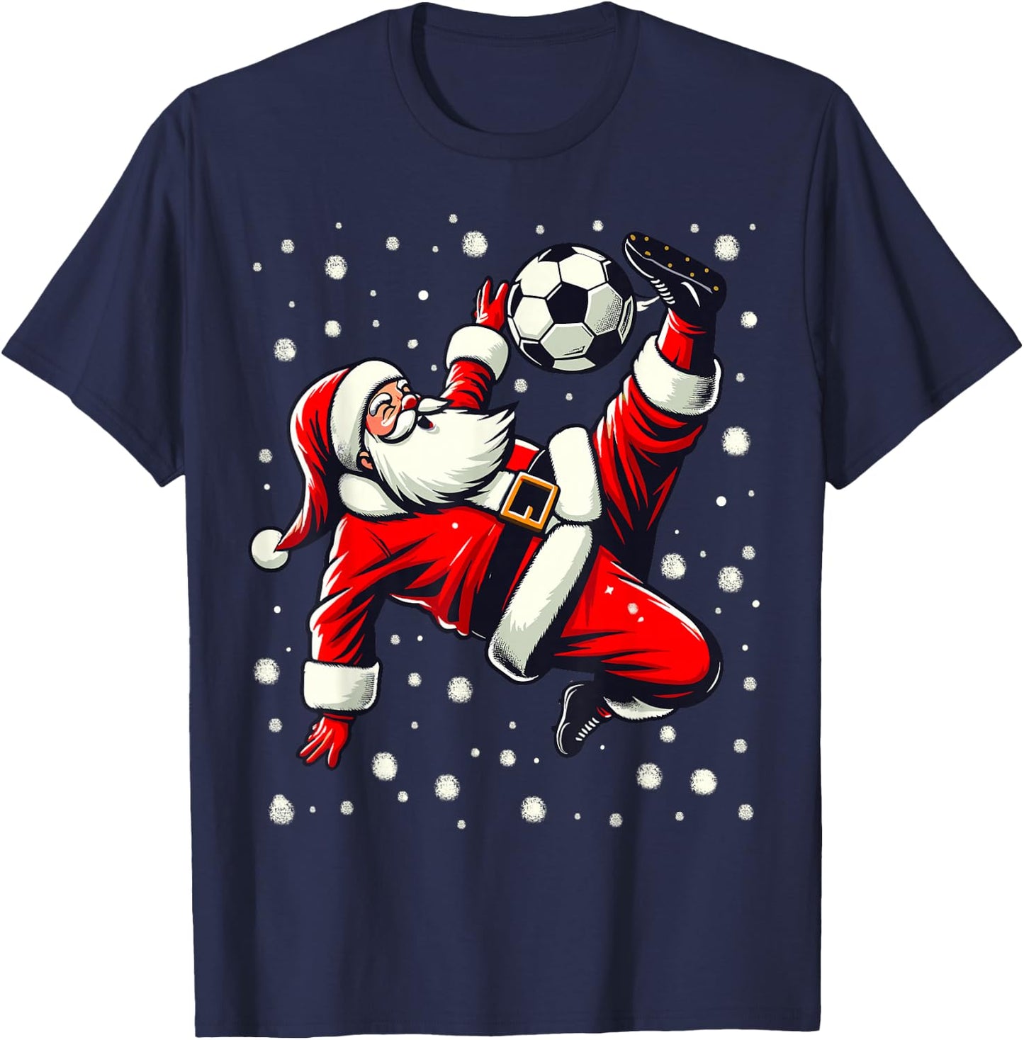 Santa Plays Soccer Bicycle Kick, Christmas Women Men Kids T-Shirt - T-Shirt | Navy
