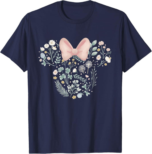 Disney Minnie Mouse Icon Spring Flowers T-Shirt - T-Shirt | Navy
