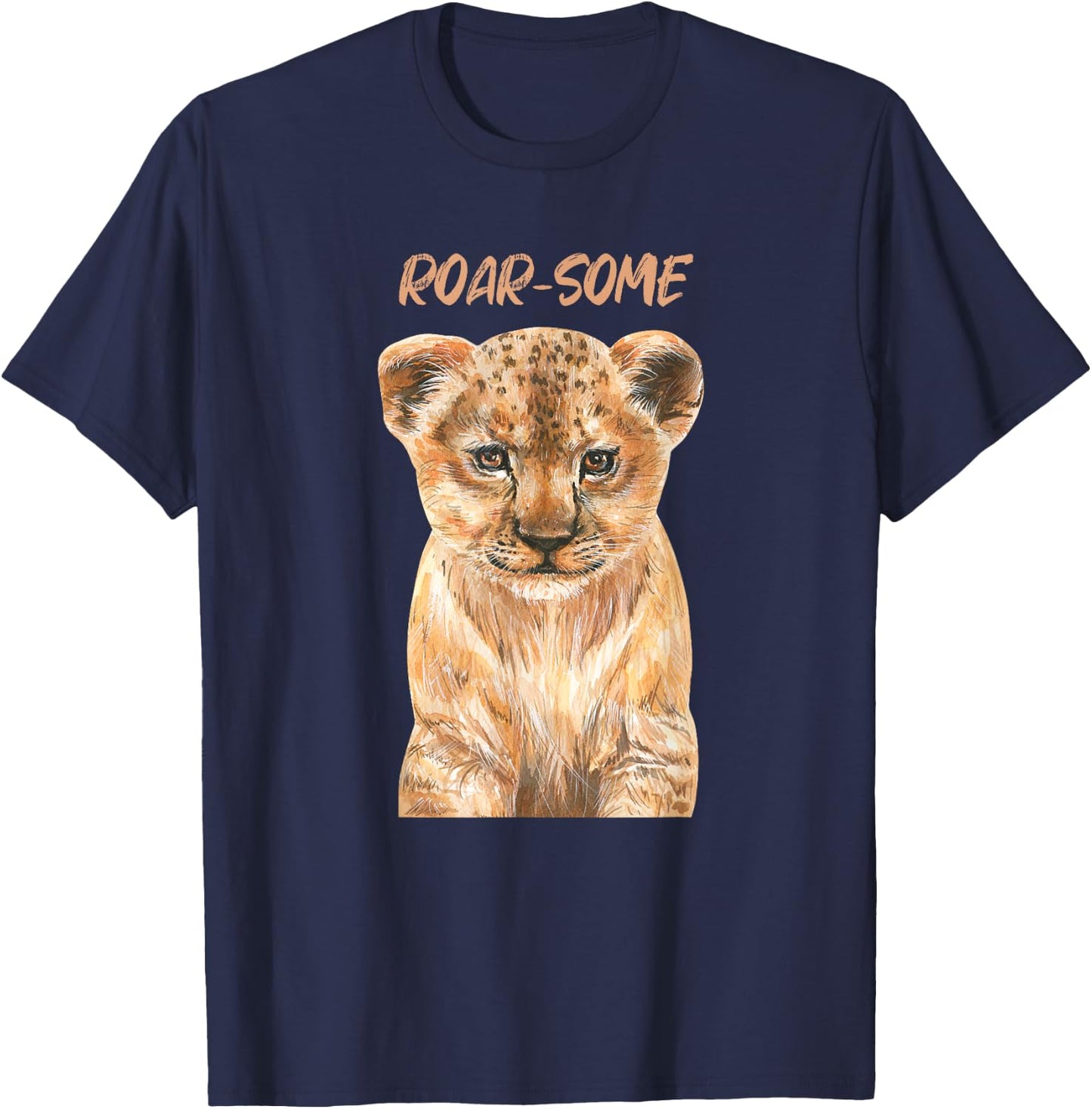 ROARSOME | Cute Lion Cub | Baby Lion Safari Wild Animal Pun T-Shirt - T-Shirt | Navy