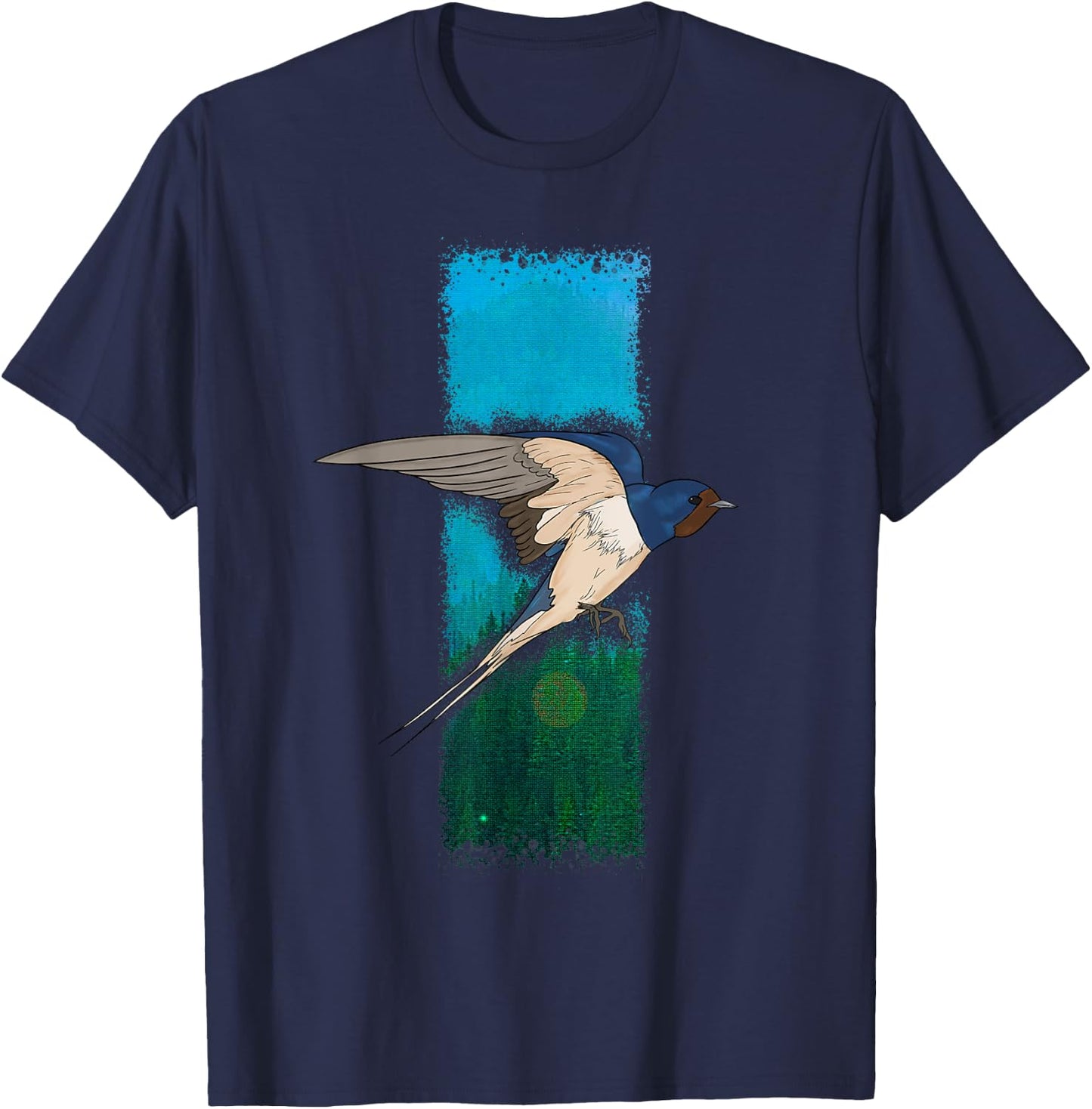 Barn Swallow Backyard Bird Graphic T-Shirt - T-Shirt | Navy