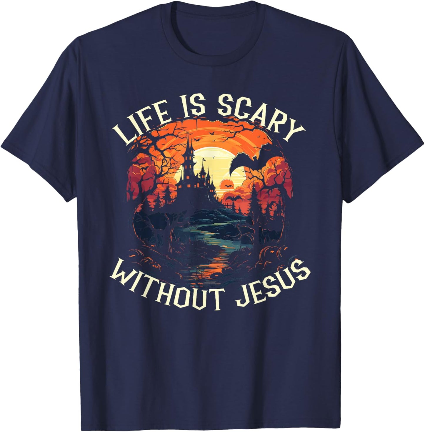 Christian Halloween Jesus Christ Trick Or Treat Christianity T-Shirt - T-Shirt | Navy