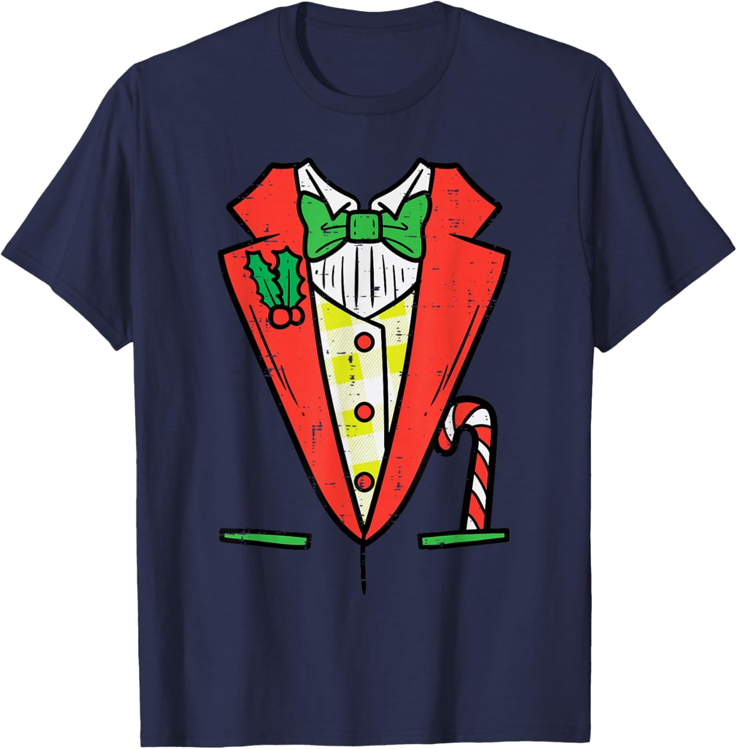 Christmas Tuxedo Costume Funny Xmas Tux Bowtie Men Boys Kids T-Shirt - T-Shirt | Navy