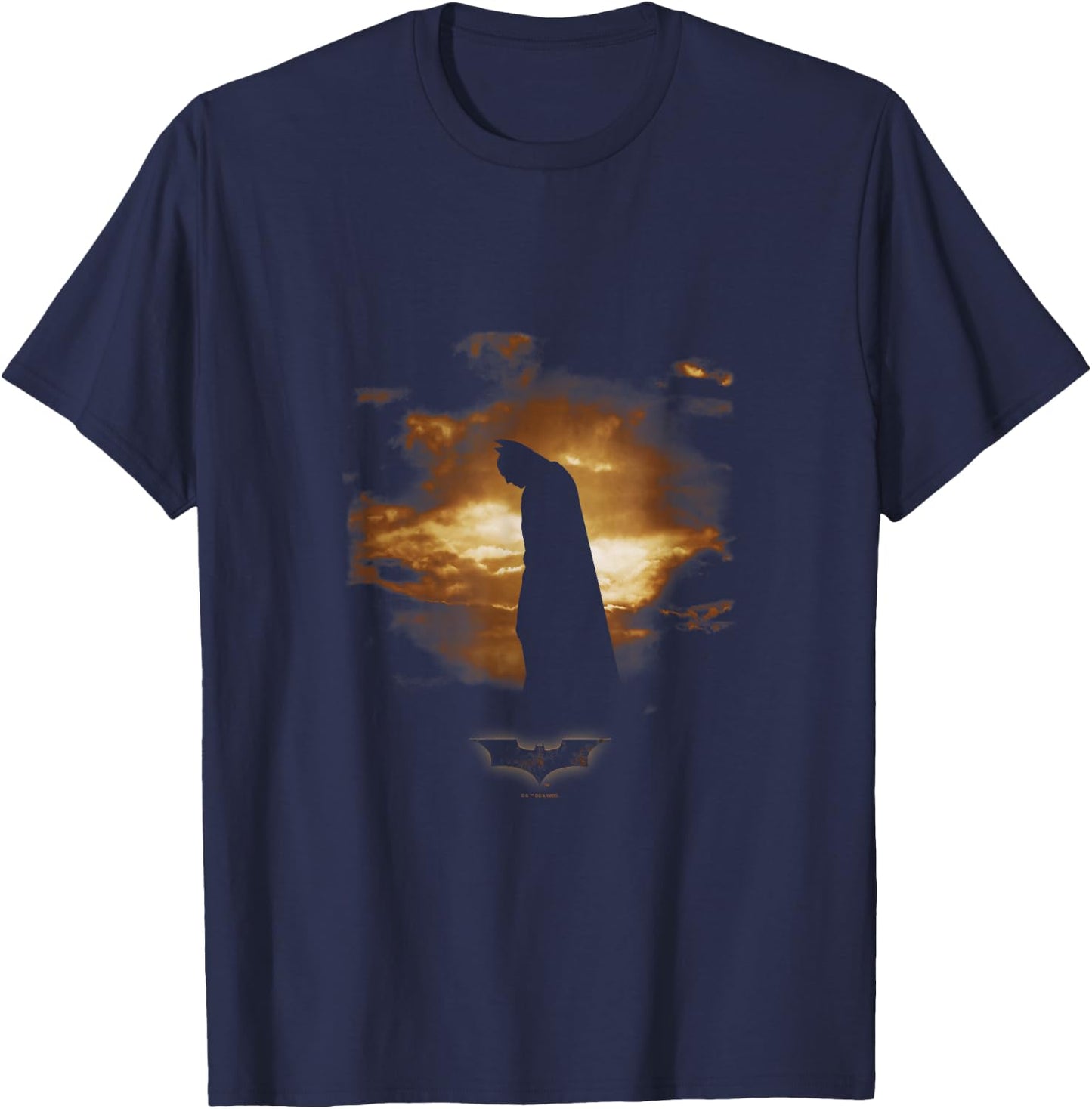 Batman Begins Distressed Bat Sunset Silhouette Poster T-Shirt - T-Shirt | Navy
