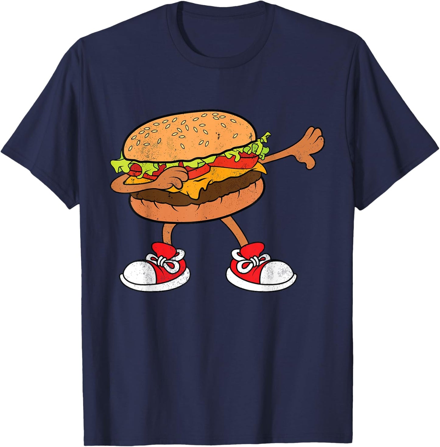 Funny Hamburger Dab Art Kids Men Women Cheeseburger Lover T-Shirt - T-Shirt | Navy