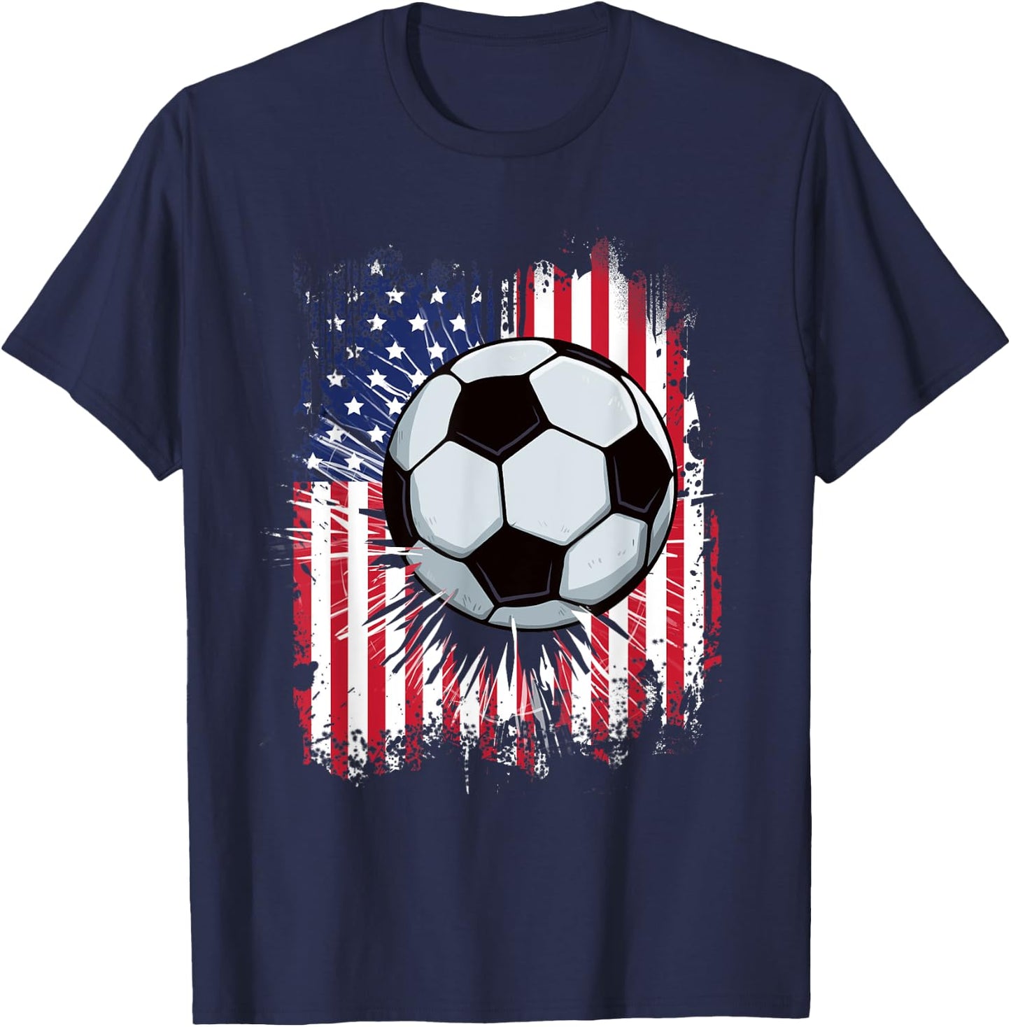 USA American Flag Vintage Soccer 4th of July Patriotic Boys T-Shirt - T-Shirt | Navy