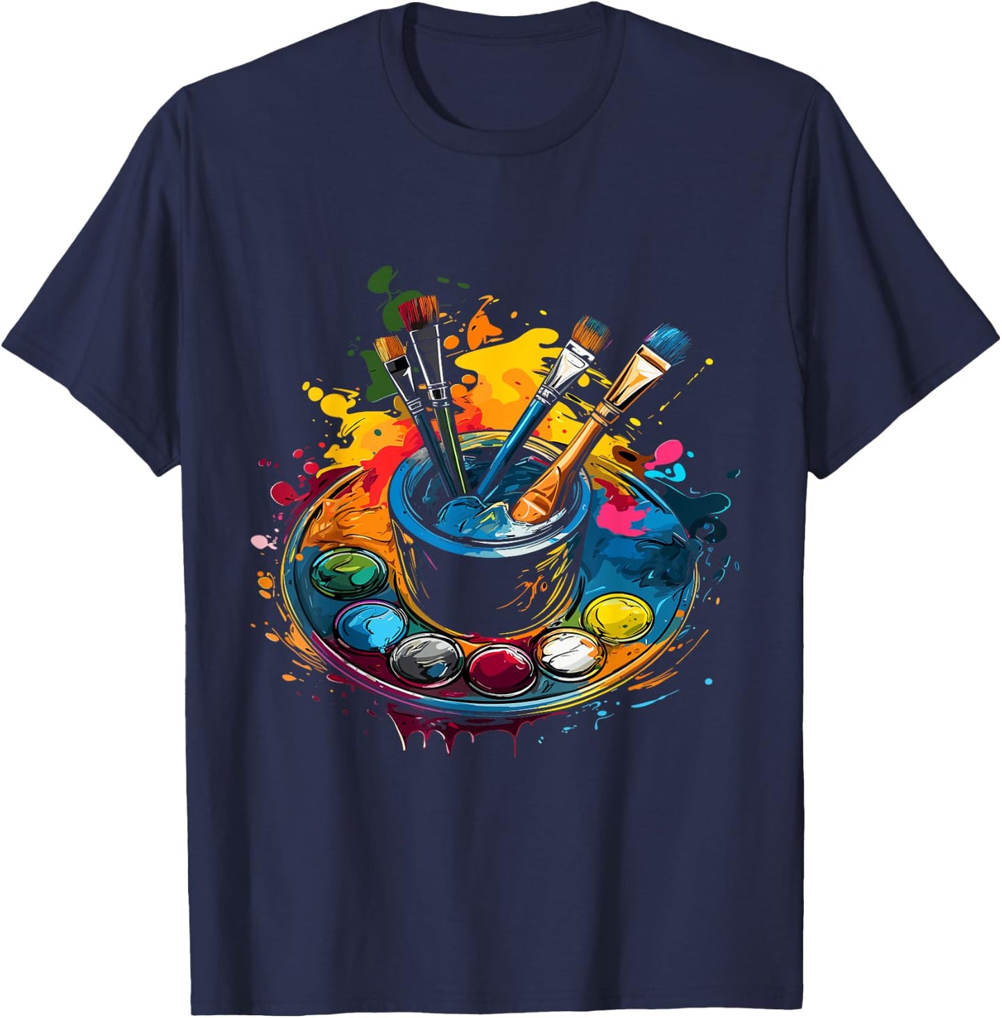 Artist Paint Palette And Brushes Art T-Shirt - T-Shirt | Navy