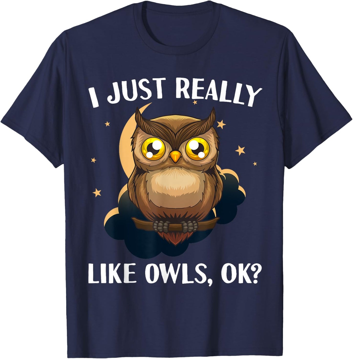 Funny Owl Design Women Cute Owl Nocturnal Bird Lover T-Shirt - T-Shirt | Navy