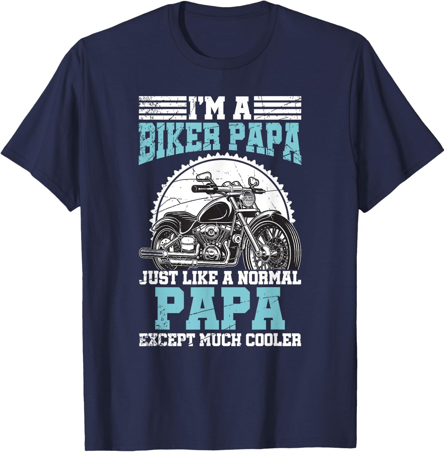 Funny Papa Motorcycle Biker Retirement Gift Retired Biker T-Shirt - T-Shirt | Navy