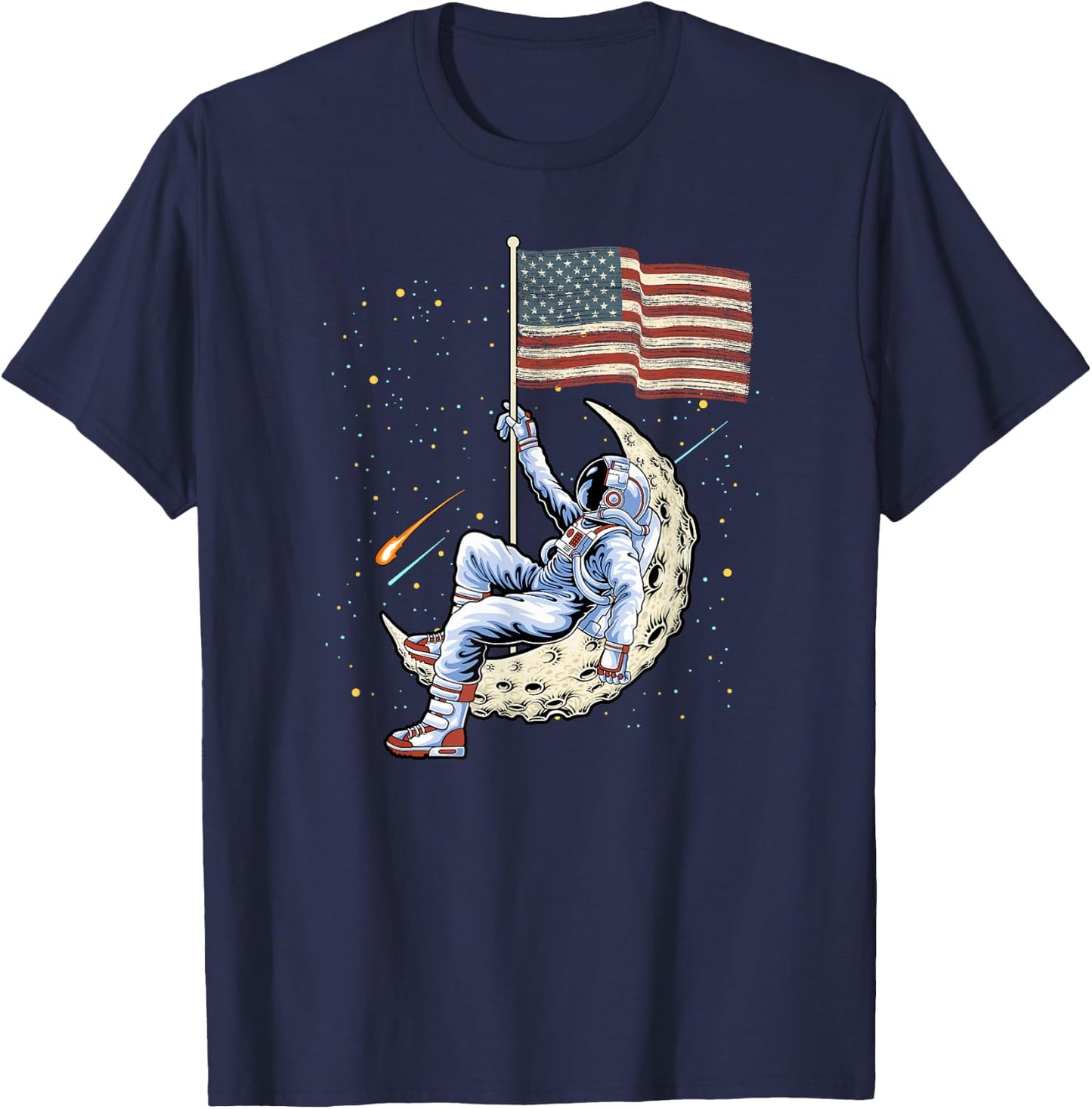 US Flag Astronaut Space Independence Day 4th of July T-Shirt - T-Shirt | Navy