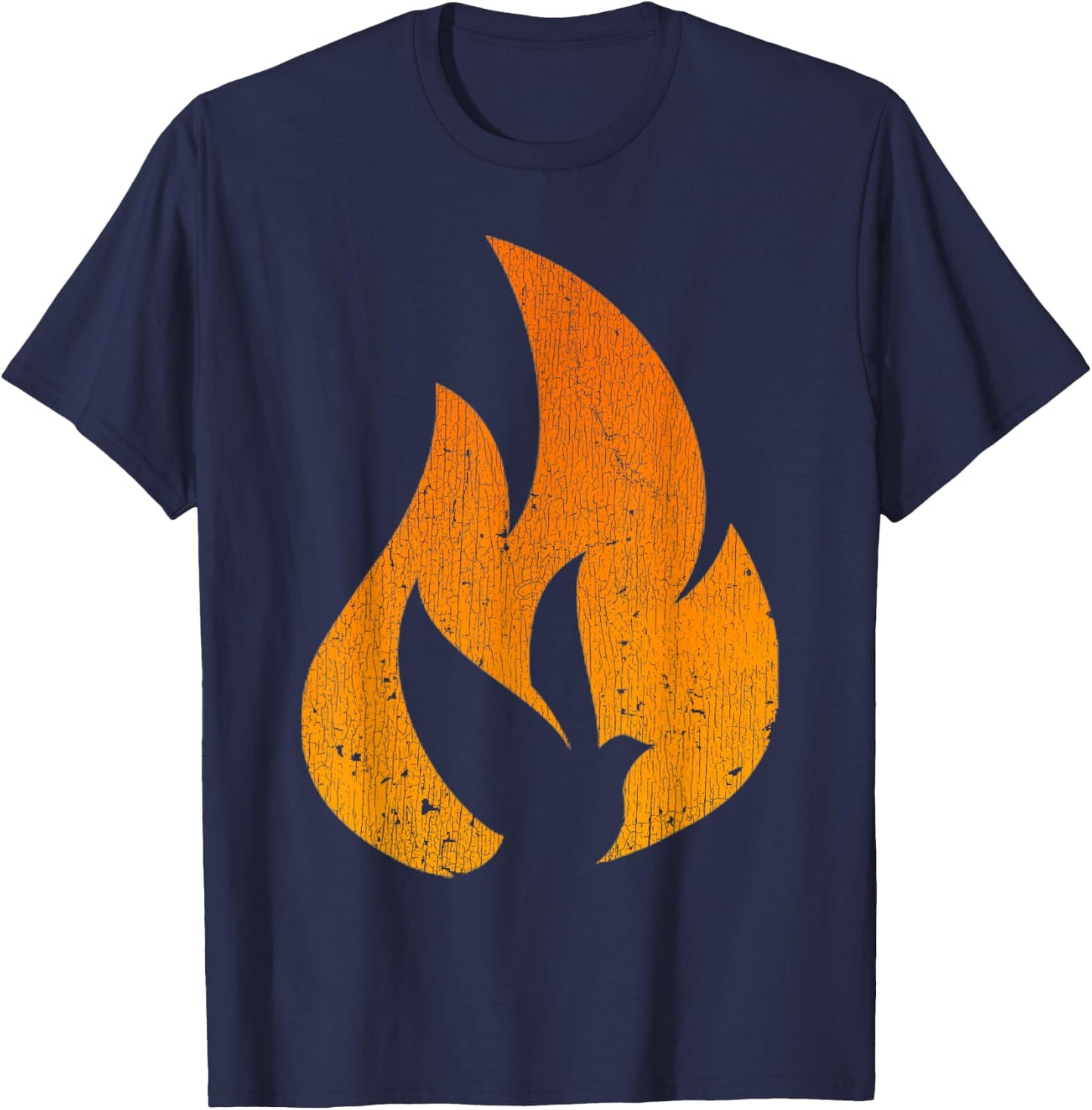 Vintage Silhouette Dove Flame Fire Pentecost T-Shirt - T-Shirt | Navy