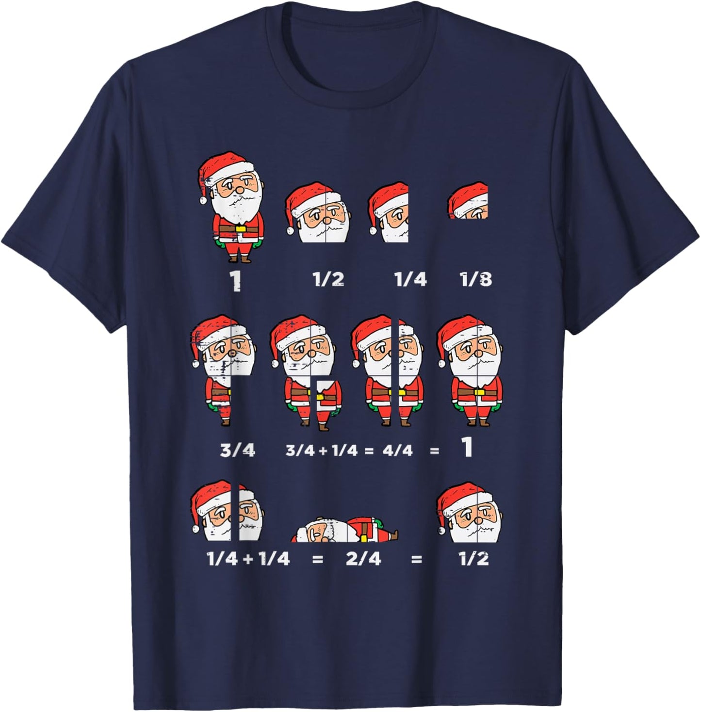 Christmas Santa Fraction Funny Xmas Math Teacher Men Women T-Shirt - T-Shirt | Navy