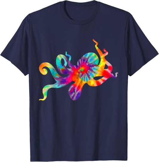 Octopus Tie Dye Vintage Kraken Ocean Animal T-Shirt - T-Shirt | Navy