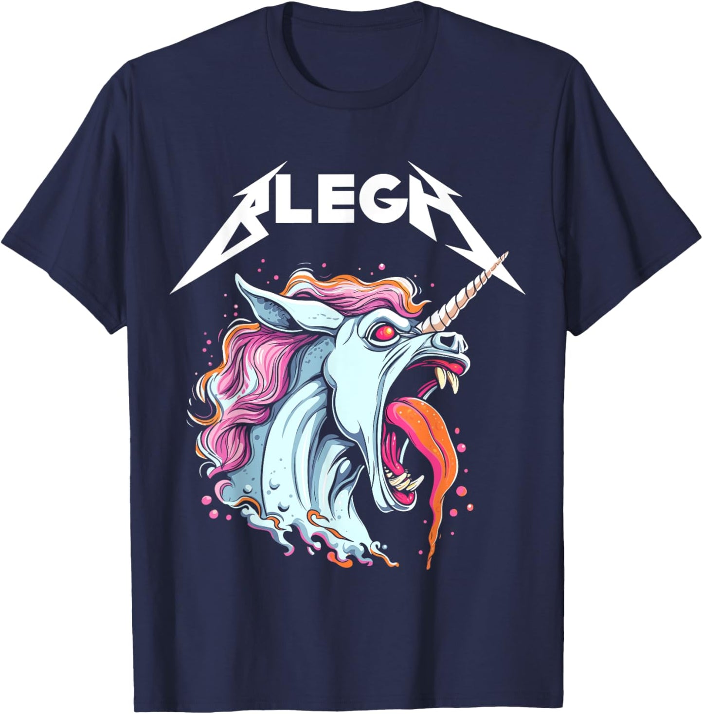 Live Laugh Blegh Bleghssed Heavy Metal Metalcore Unicorn T-Shirt - T-Shirt | Navy