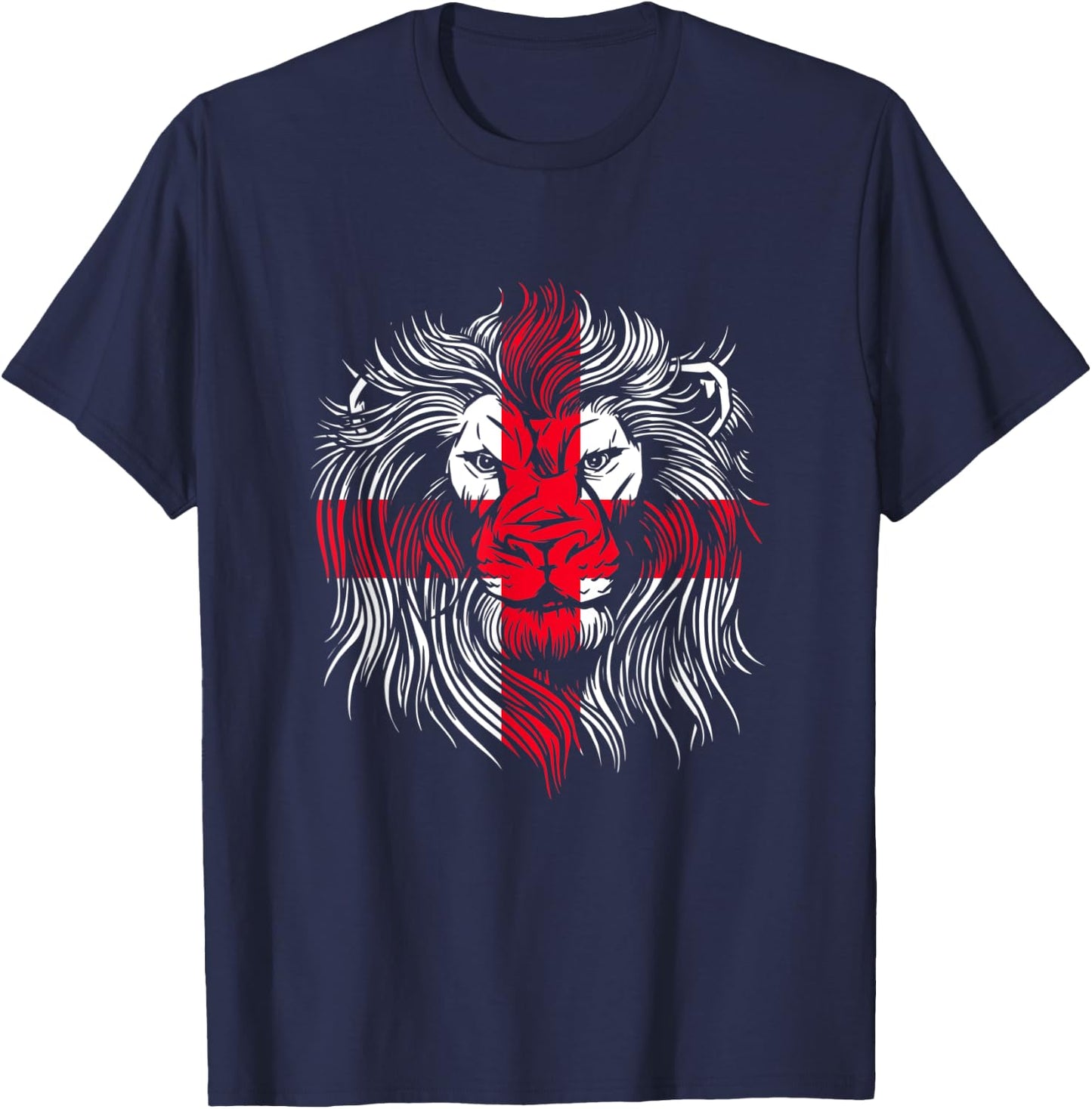 Lion Saint George's Cross English Flag England T-Shirt - T-Shirt | Navy