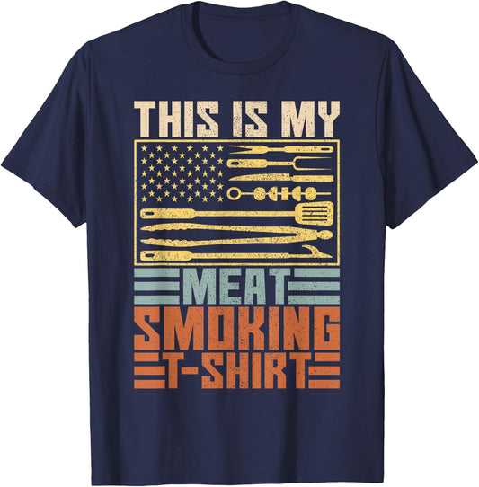 Vintage BBQ Smoker Grill Outfit This is My Meat Smoking T-Shirt - T-Shirt | Navy