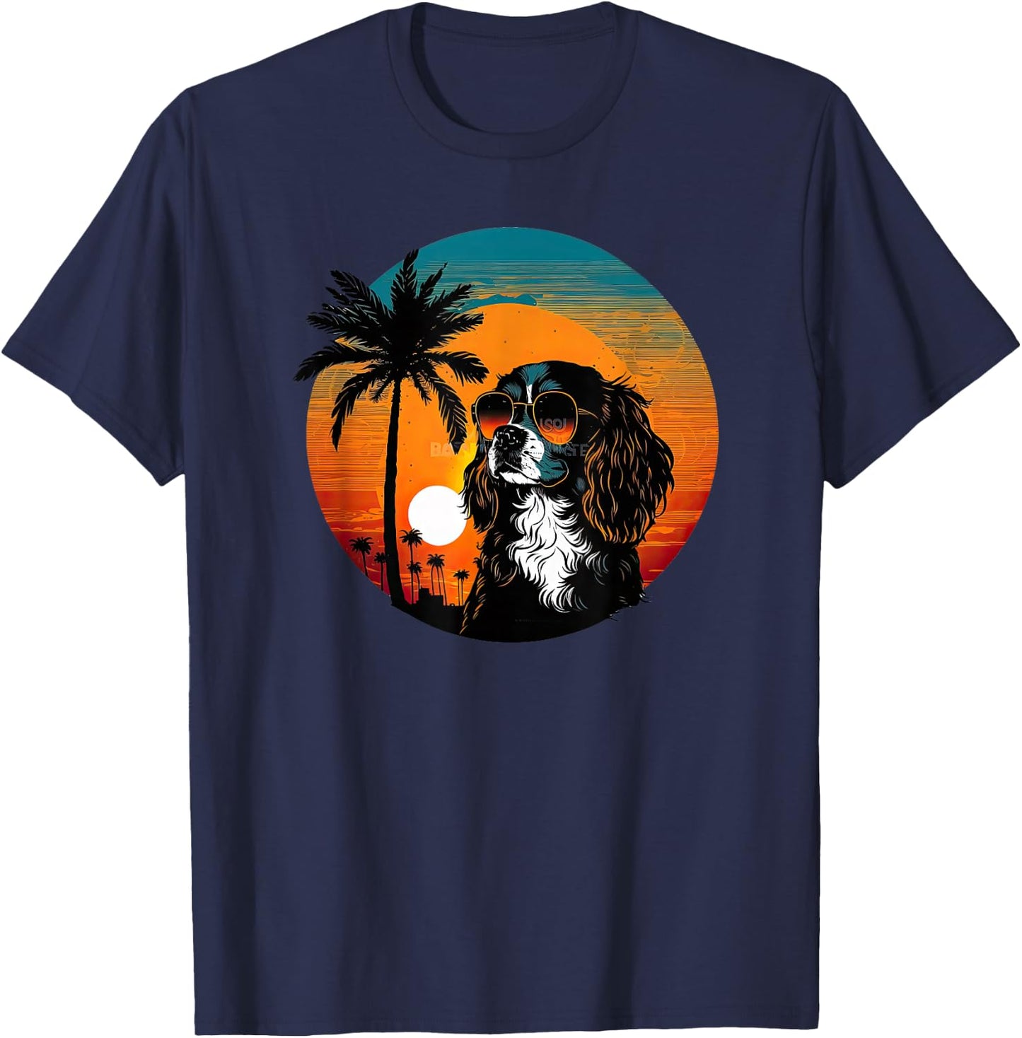 Funny Cavalier King Charles Spaniel Cute Cool Sunglasses T-Shirt - T-Shirt | Navy