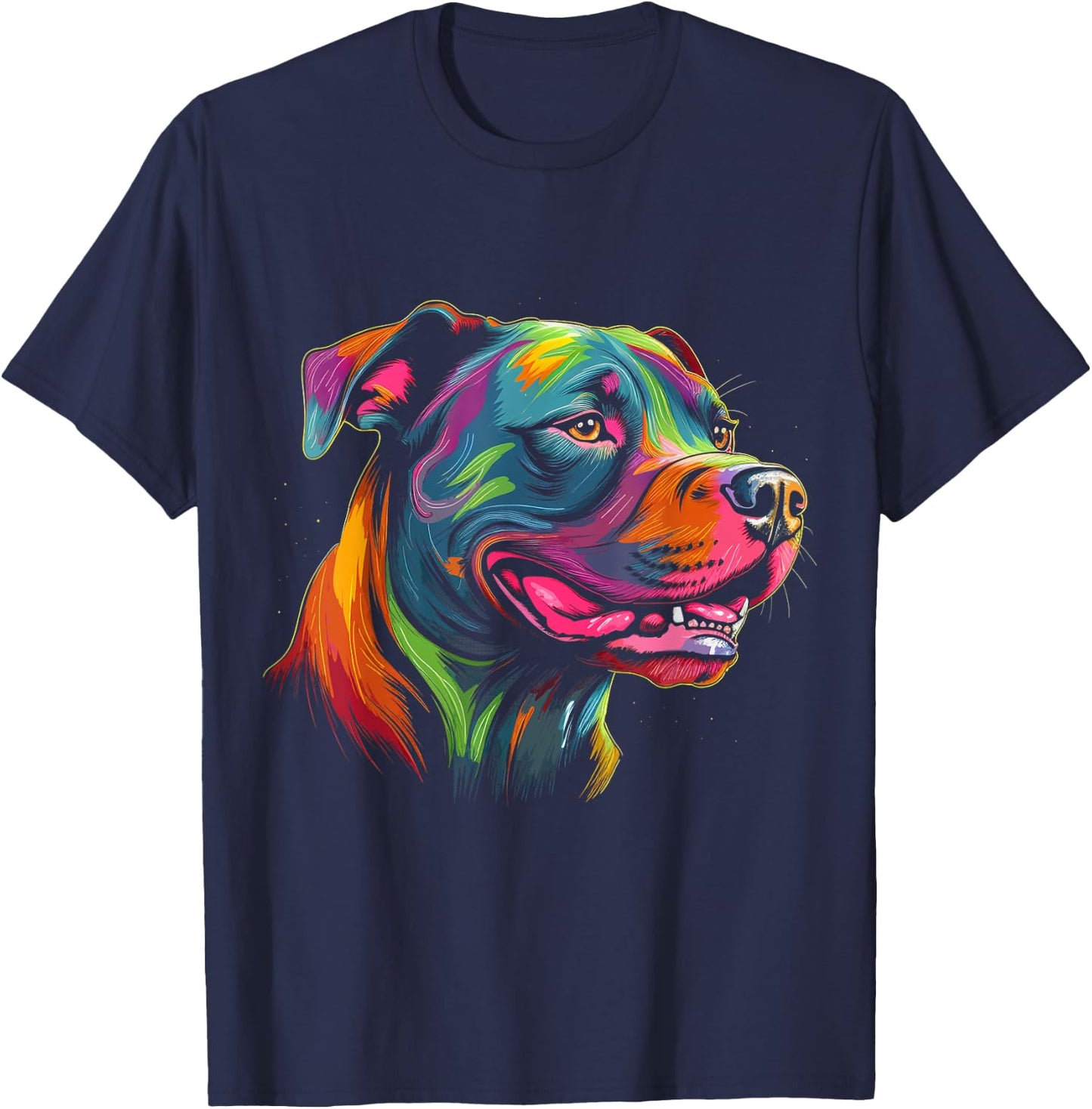 Pit Bull Mom Dog Lover Colorful Artistic Pitbull Owner Women T-Shirt - T-Shirt | Navy