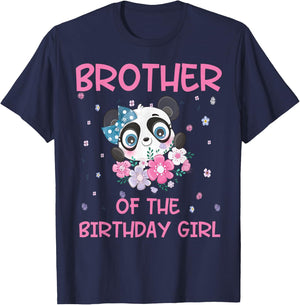 Brother Of The Birthday Girl Panda Bear Party Family T-Shirt - T-Shirt | Navy