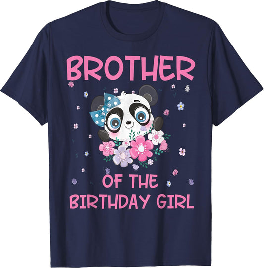 Brother Of The Birthday Girl Panda Bear Party Family T-Shirt - T-Shirt | Navy