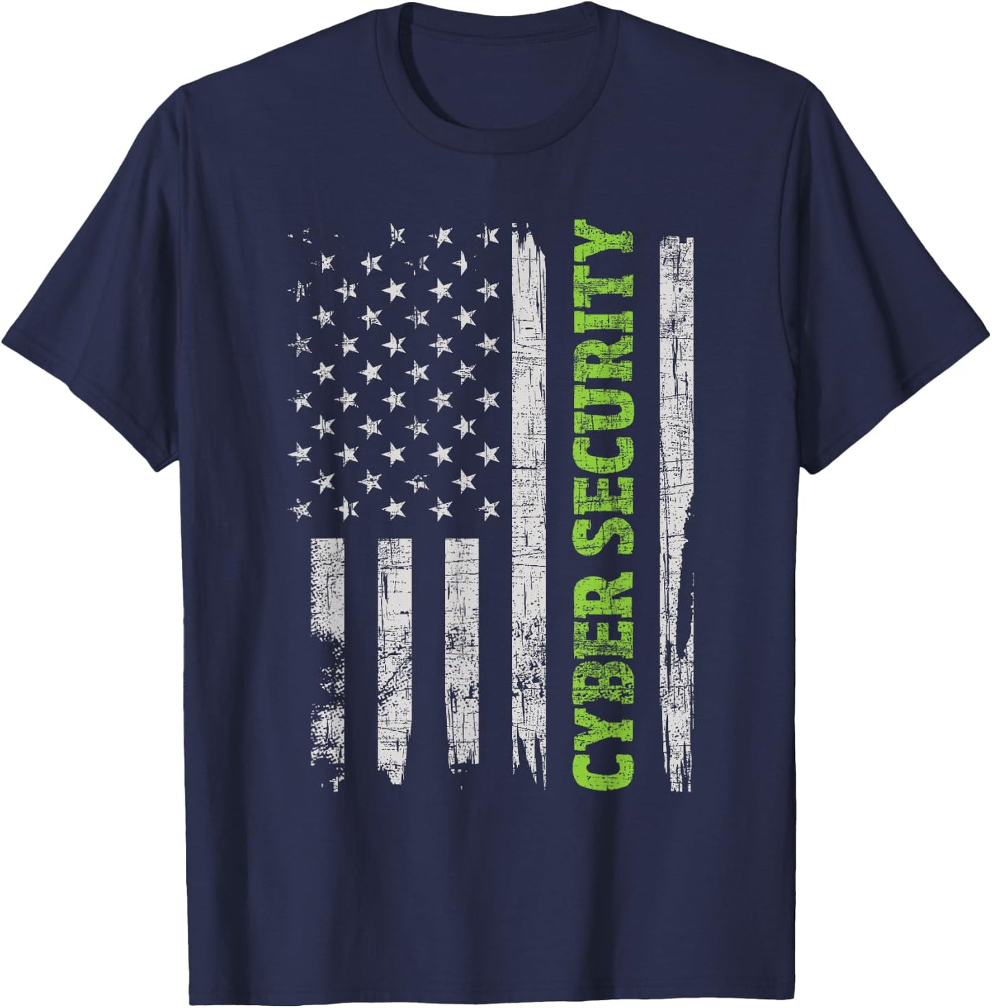 Cybersecurity - USA Flag Computer Engineer Programmer Hacker T-Shirt - T-Shirt | Navy