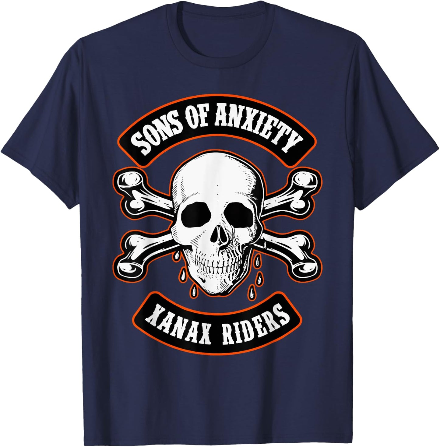 Sons Of Anxiety Xanax Riders Funny Skull T-Shirt - T-Shirt | Navy