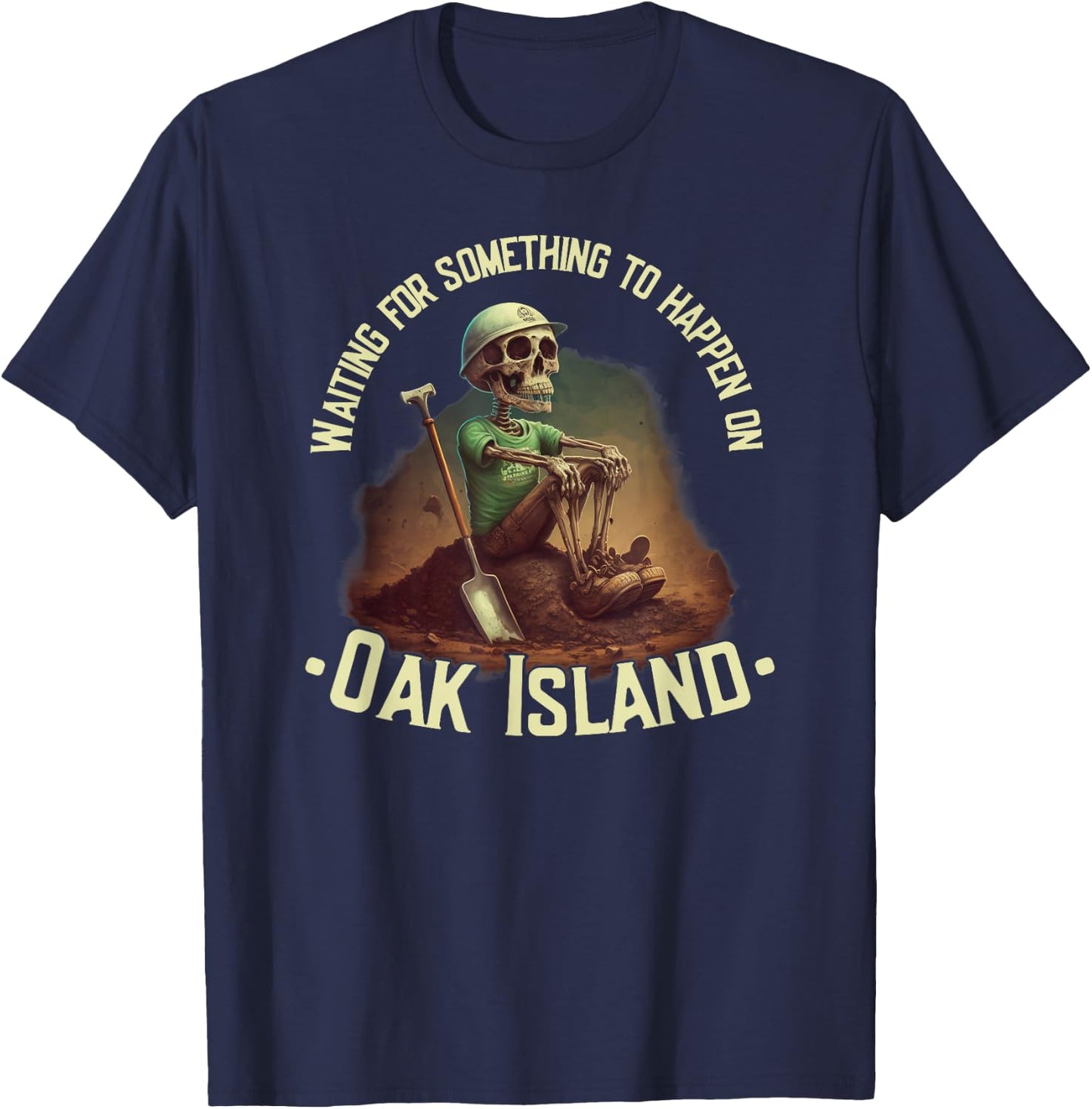 Oak Island Treasure Hunting Skeleton Oak Island Mystery T-Shirt - T-Shirt | Navy
