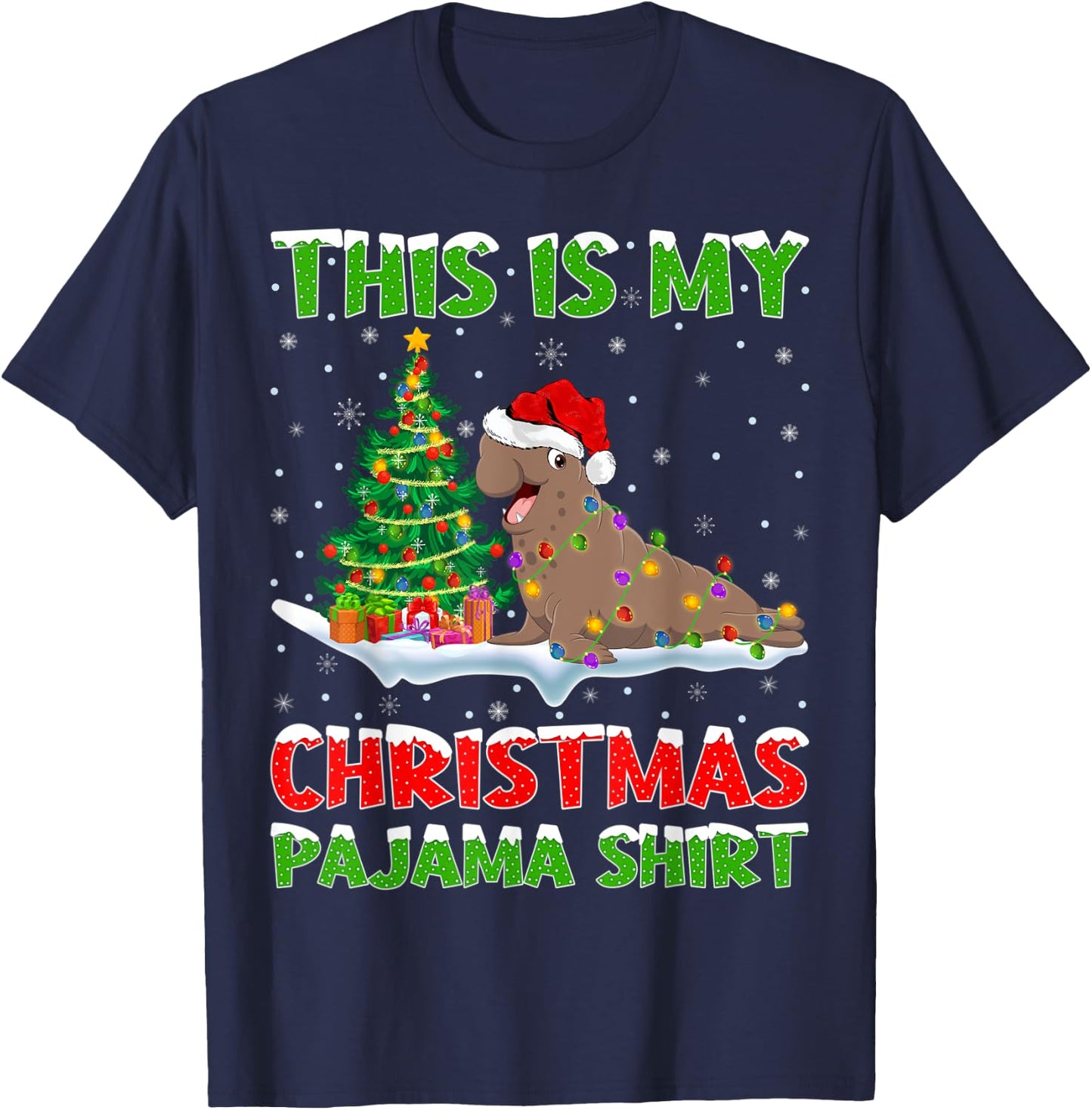This Is My Christmas Pajama Shirt Elephant Seal Christmas T-Shirt - T-Shirt | Navy